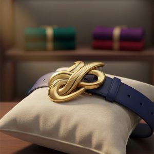Blue Belt with Gold Buckle