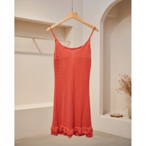 Coral Orange Knit Cami Mini Dress