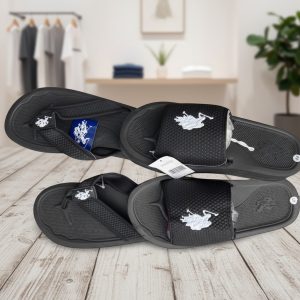 Black Embroidered Slides & Flip-Flops