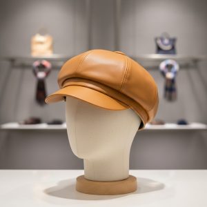Tan Leather Newsboy Cap