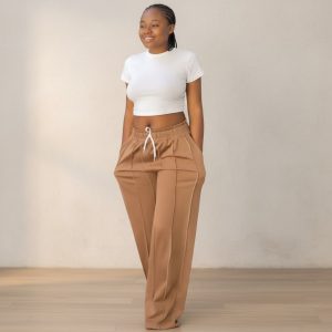 Camel Urban-Luxe Wide-Leg Joggers