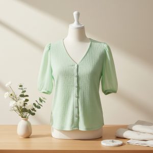 The Pistachio Pearl-Button Top