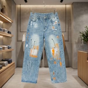 Abstract Paint Splatter Relaxed Jeans