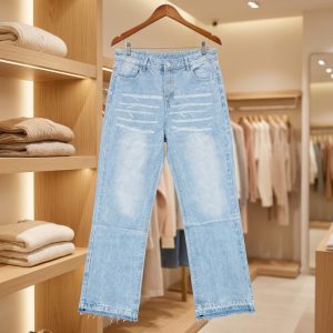 Light Wash Bleach Stripe Wide-Leg Jeans