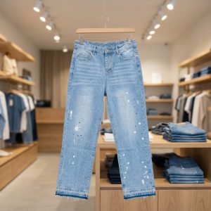 Light Wash Paint Splatter Straight Leg Jeans