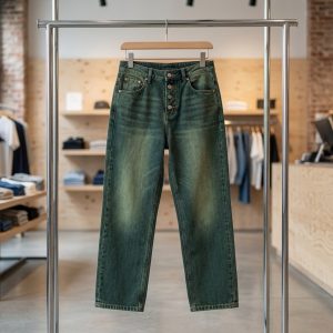 Green/Olive Wash with Exposed Button Fly