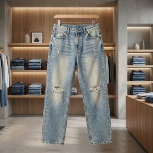 Light Wash Distressed Relaxed Jeans