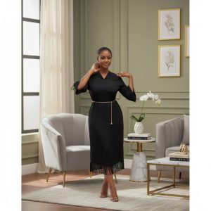 Obsidian Elegance V-Neck Silhouette