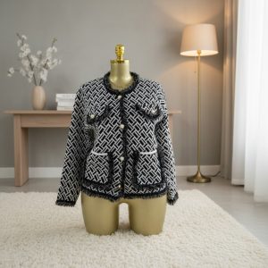 Pearl-Button Bouclé Cardigan