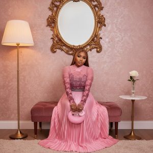 Blush Elegance High-Neck Silhouette
