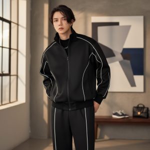 The Obsidian Contrast-Pipe Track Jacket Set