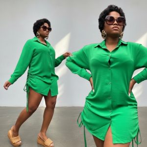 Clover Green Adjustable Cinch Mini Dress
