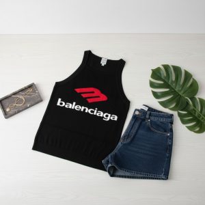 Black High-Neck Knit Tank