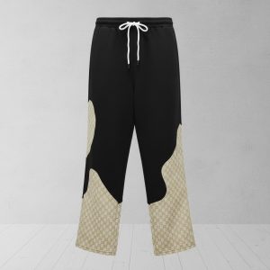 Black & Monogram Panelled Joggers