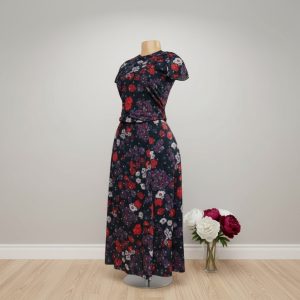 Floral Pattern Short-Sleeve Maxi Dress