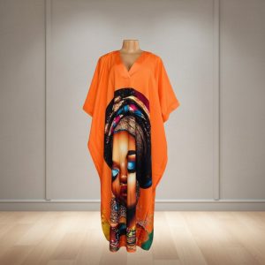 Orange African Portrait Kaftan