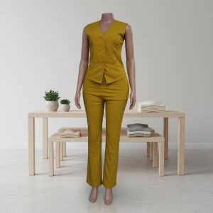 . Mustard Yellow Tailored Vest & Trouser Set