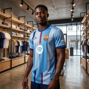 Light Blue Geometric Jersey (Barcelona Style)